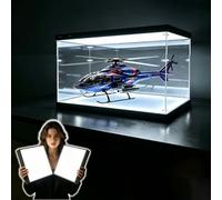 UrbanUp Teca Plexiglass Vetrina in Acrilico con Illuminazione a LED Superiore e Inferiore, Grande Scatola Decorativa da Scrivania Antipolvere, Scatole Portaoggetti/Ornamenti(35x50xH40cm/14x20x16)