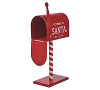 URBNLIVING Cassetta della posta natalizia in legno e metallo, con Babbo Natale, ad arco, decorativa, rossa, decorazione da tavolo per le vacanze, casa in campagna, piccola o grande (grande)