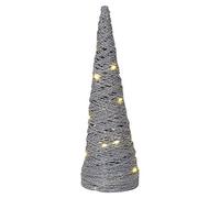 URBNLIVING Coni per albero di Natale a forma di piramide, con luci a LED, decorazione per la casa (argento con glitter, 60 cm)