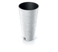URBNLIVING Fioriera rotonda in legno e grano, alta, per interni ed esterni, decorazione da giardino, contemporanea, moderna, diametro 25 cm (bianco)