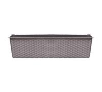 URBNLIVING Set di 2 vasi rettangolari in plastica rattan per balcone, piante da giardino, erbe aromatiche, decorazione (Mocca, 500 mm)