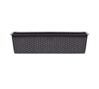 URBNLIVING Set di vasi rettangolari in plastica rattan per balcone, piante da giardino, piante e erbe aromatiche (marrone, 800 mm)
