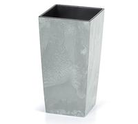 URBNLIVING Vaso per fiori alto e corto, grigio, effetto cemento, per interni ed esterni (1, quadrato alto)