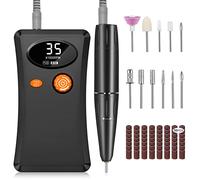 Urbuti Fresa per Unghie Professionale,35000 RPM Portatile e Ricaricabile con 11 Testine Iucidanti e 56 Nastri Abrasivi e Schermo LCD,per Manicure e Pedicure e Gel e Acrilico,per Casa e Salone (Nero)