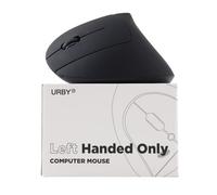 Urby Mouse per mancini wireless, ergonomico, verticale, anche come mouse da gioco per mancini, compatibile con Windows/macOS, laptop, PC. [Tipo C e USB] [Batteria inclusa] Nero