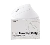 Urby Mouse per mancini wireless, ergonomico, verticale, anche come mouse da gioco per mancini, compatibile con Windows/macOS, laptop, PC. [Tipo C e USB] [Batteria inclusa] Bianco