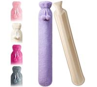 URBZUE Borsa dell'acqua Calda Lunga, Borsa Acqua Calda 2L con Soffice Rivestimento, Bottiglia d'acqua Calda Per Collo e Spalle, Schiena, Gambe e Vita, Impacco Caldo e Freddo (Viola)