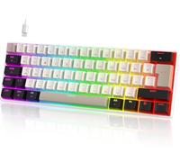 UrChoiceLtd MK21 Tastiera per Gioco, 60% Tastiera Meccanica Cablata, 61 Tasti Compatto Layout UK, Hot-Swap, Retroilluminazione RGB, Anti-Ghosting, Interrupteur Rosso, per PC, MAC - Bianco Stella