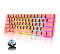 UrChoiceLtd Tastiera meccanica al 60% Tastiera Bluetooth cablata/wireless RGB Arcobaleno retroilluminato a LED USB Type-C Tastiera da gioco impermeabile Tasti anti-ghosting (rosso/Interruttore blu)