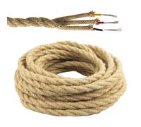 Urcianow 10M Filo Elettrico Intrecciato Amarcord Vintage 3 Fili 3x0,75mm² Cavo Elettrico Corda Canapa Retrò per Lampade da Terra Lampadari Sospesi e Progetti Fai da Te Colore Giallo con Messa a Terra