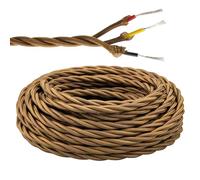 Urcianow 10M Filo Elettrico Intrecciato Amarcord Vintage 3 Fili 3x0,75mm² Cavo Elettrico Corda Canapa Retrò per Lampade da Terra Lampadari Sospesi e Progetti Fai da Te Colore Marrone con Messa a Terra