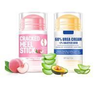 Urea Cream 60 percent for Feet with 2% salicylic Acid, Maximum Strength & Intensive Repair Care for Dry Cracked Heels, Relief for Dry Foot Smoothing Skin Women and Men (2 pezzi, Peach + Urea Cream)