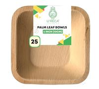 U'reca Organics Ciotole ecologiche in foglia di palma, 10 cm, quadrate, confezione da 25, usa e getta, compostabili e biodegradabili, perfette per salse, salse o piccole porzioni