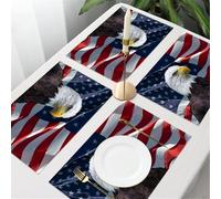 UREJD 4 Unità - 45x30 cm - Tovaglietta Lavabile,Resistente al Calore,Antiscivolo,Antimacchia per Tavolo della Cucina e Sala - Bandiera americana con aquila calva