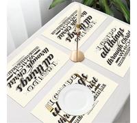 UREJD 4 Unità - 45x30 cm - Tovaglietta Lavabile,Resistente al Calore,Antiscivolo,Antimacchia per Tavolo della Cucina e Sala - Lettere della Bibbia. Arte cristiana. Posso fare ogni cosa in Cristo che