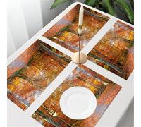 UREJD 4 Unità - 45x30 cm - Tovaglietta Lavabile,Resistente al Calore,Antiscivolo,Antimacchia per Tavolo della Cucina e Sala - Autunno, sentiero coperto di foglie cadute attraverso le albe