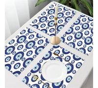 UREJD 4 Unità - 45x30 cm - Tovaglietta Lavabile,Resistente al Calore,Antiscivolo,Antimacchia per Tavolo della Cucina e Sala - Motivo in vetro Lucky Blue. Occhi greci sfondo senza soluzione di continu