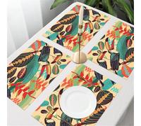 UREJD 4 Unità - 45x30 cm - Tovaglietta Lavabile,Resistente al Calore,Antiscivolo,Antimacchia per Tavolo della Cucina e Sala - Uccelli tucani su sfondo di foglie e fiori tropicali. Motivo floreale per