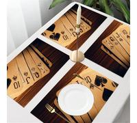 UREJD 4 Unità - 45x30 cm - Tovaglietta Lavabile,Resistente al Calore,Antiscivolo,Antimacchia per Tavolo della Cucina e Sala - Decorazioni per tornei di poker, vecchie carte, morbide e accoglienti