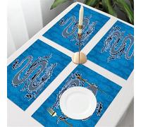UREJD 4 Unità - 45x30 cm - Tovaglietta Lavabile,Resistente al Calore,Antiscivolo,Antimacchia per Tavolo della Cucina e Sala - Drago giapponese, drago nero su blu