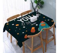 UREJD Tablecloth Stain Resistant 152x228 cm Rectangular Tablecloth Waterproof Decorative for Birthday Party Kitchen Dining Room,Ti amo, razzo sulla strada spaziale avventura Cosmic Valentine 's Cou