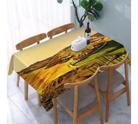 UREJD Tablecloth Stain Resistant 152x228 cm Rectangular Tablecloth Waterproof Decorative for Birthday Party Kitchen Dining Room,Italia, Toscana Crete Senesi paesaggio rurale cipresso campagna terreno