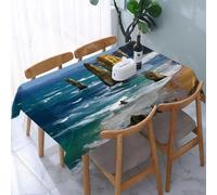 UREJD Tablecloth Stain Resistant 152x228 cm Rectangular Tablecloth Waterproof Decorative for Birthday Party Kitchen Dining Room,Spiaggia, imponenti rocce e i dodici apostoli sulla magnifica costa del