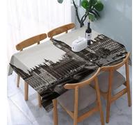 UREJD Tablecloth Stain Resistant 152x228 cm Rectangular Tablecloth Waterproof Decorative for Birthday Party Kitchen Dining Room,Londra, Westminster con il Big Ben e il ponte Immagine nostalgica Archi