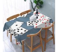 UREJD Tablecloth Stain Resistant 152x228 cm Rectangular Tablecloth Waterproof Decorative for Birthday Party Kitchen Dining Room,Sfondo astratto con carte da gioco sul tavolo di legno grigio (2)