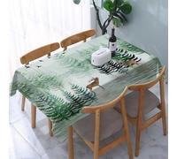 UREJD Tablecloth Stain Resistant 152x228 cm Rectangular Tablecloth Waterproof Decorative for Birthday Party Kitchen Dining Room,Una scena misteriosa con cervi, pini e uccelli che volano sotto la luna