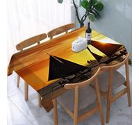 UREJD Tablecloth Stain Resistant 152x228 cm Rectangular Tablecloth Waterproof Decorative for Birthday Party Kitchen Dining Room,Tramonto sulla spiaggia con barche a vela, barche a vela in mare al tra