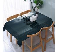 UREJD Tablecloth Stain Resistant 152x228 cm Rectangular Tablecloth Waterproof Decorative for Birthday Party Kitchen Dining Room,Vista sull'oceano, un'antica barca a vela che galleggia nel mare nero s