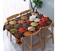 UREJD Tablecloth Stain Resistant 152x228 cm Rectangular Tablecloth Waterproof Decorative for Birthday Party Kitchen Dining Room,Erbe e spezie biologiche fresche e moderne