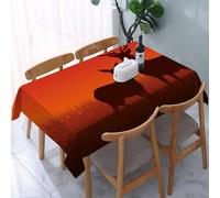 UREJD Tablecloth Stain Resistant 152x228 cm Rectangular Tablecloth Waterproof Decorative for Birthday Party Kitchen Dining Room,Caccia, illustrazione della silhouette di un cervo e di una cerva su un