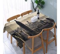UREJD Tablecloth Stain Resistant 152x228 cm Rectangular Tablecloth Waterproof Decorative for Birthday Party Kitchen Dining Room,Decorazioni di New York, vista aerea di New York in inverno American Ph