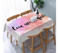 UREJD Tablecloth Stain Resistant 152x228 cm Rectangular Tablecloth Waterproof Decorative for Birthday Party Kitchen Dining Room,Arte, L'amore non fallisce mai sotto il testo è un dipinto ad acquere