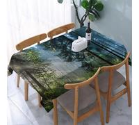 UREJD Tablecloth Stain Resistant 152x228 cm Rectangular Tablecloth Waterproof Decorative for Birthday Party Kitchen Dining Room,Un sentiero tranquillo tra alberi alti, immerso nel sole che penetra la