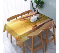 UREJD Tablecloth Stain Resistant 152x228 cm Rectangular Tablecloth Waterproof Decorative for Birthday Party Kitchen Dining Room,Appartamento, Horse Valley nel sud con il riflesso del lago e il sole c