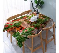 UREJD Tablecloth Stain Resistant 152x228 cm Rectangular Tablecloth Waterproof Decorative for Birthday Party Kitchen Dining Room,Set toscano, vista stradale di una piccola città rinascimentale con por