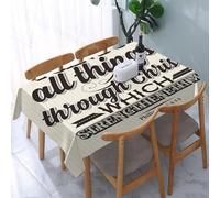 UREJD Tablecloth Stain Resistant 152x228 cm Rectangular Tablecloth Waterproof Decorative for Birthday Party Kitchen Dining Room,Scritture bibliche, arte cristiana, posso fare ogni cosa in Cristo che