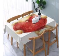 UREJD Tablecloth Stain Resistant 152x228 cm Rectangular Tablecloth Waterproof Decorative for Birthday Party Kitchen Dining Room,Un orsacchiotto peloso che tiene in mano un grande cuore rosso che simb