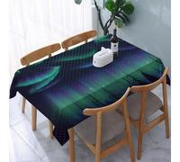 UREJD Tablecloth Stain Resistant 152x228 cm Rectangular Tablecloth Waterproof Decorative for Birthday Party Kitchen Dining Room,Aurora boreale nel cielo notturno Effetto luci polari realistiche e col