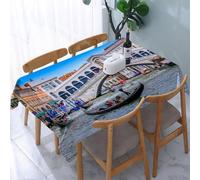 UREJD Tablecloth Stain Resistant 152x228 cm Rectangular Tablecloth Waterproof Decorative for Birthday Party Kitchen Dining Room,Ponte di Rialto e Canal Grande a Venezia, Italia. Vista del Canal Grand