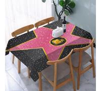 UREJD Tablecloth Stain Resistant 152x228 cm Rectangular Tablecloth Waterproof Decorative for Birthday Party Kitchen Dining Room,Popstar Party, Hollywood Walk of Fame Symbole Celebrity Entertainment C