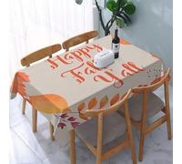 UREJD Tablecloth Stain Resistant 152x228 cm Rectangular Tablecloth Waterproof Decorative for Birthday Party Kitchen Dining Room,Buon autunno a tutti con cornice circolare. Striscione autunnale rotond