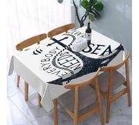 UREJD Tablecloth Stain Resistant 152x228 cm Rectangular Tablecloth Waterproof Decorative for Birthday Party Kitchen Dining Room,Citazione disegnata a mano Tutti hanno bisogno di vitamina del mare i