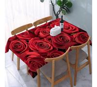 UREJD Tablecloth Stain Resistant 152x228 cm Rectangular Tablecloth Waterproof Decorative for Birthday Party Kitchen Dining Room,Bouquet di rose rosse, una rosa rossa densa e vivida, che simboleggia l