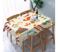 UREJD Tablecloth Stain Resistant 152x228 cm Rectangular Tablecloth Waterproof Decorative for Birthday Party Kitchen Dining Room,Arte dei cartoni animati, design ripetitivo di varie creature colorate