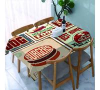 UREJD Tablecloth Stain Resistant 152x228 cm Rectangular Tablecloth Waterproof Decorative for Birthday Party Kitchen Dining Room,Set di insegne nostalgiche degli anni '50 in latta e stampe retrò di ci