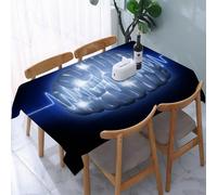 UREJD Tablecloth Stain Resistant 152x228 cm Rectangular Tablecloth Waterproof Decorative for Birthday Party Kitchen Dining Room,Rendering 3D del cervello umano con onde cerebrali fluttuanti su uno sf
